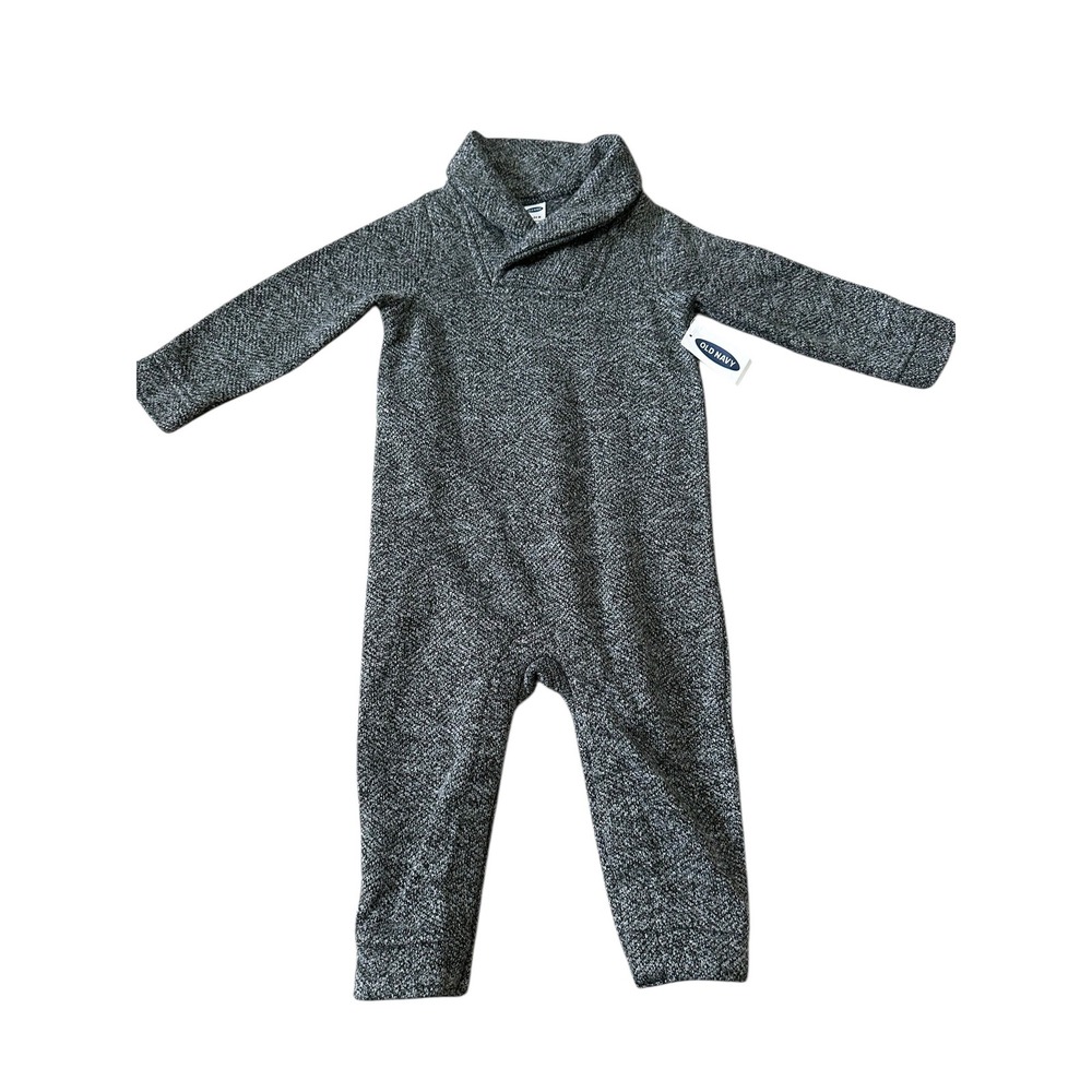 NEW Old Navy Baby Boys Girls Gray Knit Shawl Collar Romper One Piece 18-24M Snap
